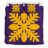 Hawaiian Royal Pattern Bedding Set - Purple And Gold - D1 Style - Polynesian Pride