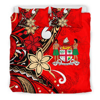 Fiji Bedding Set - Tribal Flower With Special Turtles Red Color - Polynesian Pride