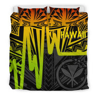 Hawaii Kanaka Maoli Bedding Set - Hawaii Seal With Polynesian Pattern In Heartbeat Style (Reggae) - Polynesian Pride