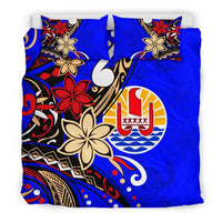 Tahiti Bedding Set - Tribal Flower With Special Turtles Blue Color - Polynesian Pride