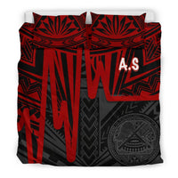 American Samoa Bedding Set - Seal With Polynesian Pattern Heartbeat Style (Red) - Polynesian Pride