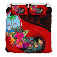 Guam Bedding Set - Polynesian Hook And Hibiscus (Red) - Polynesian Pride