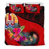 Tahiti Bedding Set - Polynesian Hook And Hibiscus (Red) - Polynesian Pride