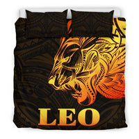 Sun In Leo Zodiac Bedding Set Polynesian Tattoo Simple - Orange Black - Polynesian Pride