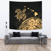 Hawaii Turtle Polynesian Map Plumeria Tapestry - Polynesian Pride