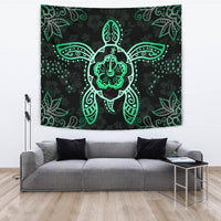 Turtle Hibiscus Green Tapestry - Polynesian Pride