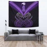 Maori Manaia New Zealand Tapestry Purple Wall Tapestry - Manaia Large 104" x 88" Purple - Polynesian Pride