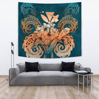 Hawaii Turtle Wave Polynesian Tapestry - Hey Style Orange Wall Tapestry 150cm*150cm Orange - Polynesian Pride