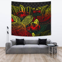 Fiji Tapestry - Turtle Hibiscus Pattern Reggae Wall Tapestry Large 104" x 88" Reggae - Polynesian Pride