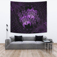 hawaiiTapestry - Turtle Strong Pattern Hibiscus Plumeria Violet AH Wall Tapestry 150cm*150cm Violet - Polynesian Pride
