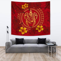 Hawaii Turtle Polynesian Tapestry - Oil Style Wall Tapestry Red - Polynesian Pride