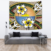 Hawaii Plumeria Pattern Limited Tapestry Wall Tapestry Large 104" x 88" Gold - Polynesian Pride