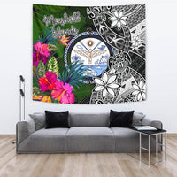 Marshall Islands Tapestry - Turtle Plumeria Banana Leaf Crest - Polynesian Pride
