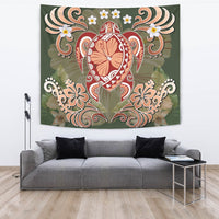 Hawaii Turtle Hibiscus Plumeria Tapestry - Jessi Style - AH Wall Tapestry Green - Polynesian Pride