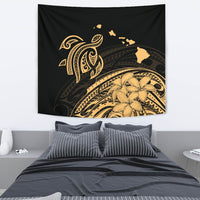 Hawaii Turtle Polynesian Map Plumeria Tapestry - Polynesian Pride