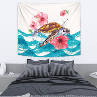 Turtle Hibiscus On Wale Tapestry - Polynesian Pride