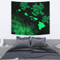 Hawaii Hibiscus Map Polynesian Ancient Green Tribal Tapestry - Polynesian Pride