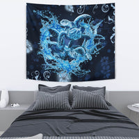 Hawaii Turtle Sea Ohana Tapestry Wall Tapestry Blue - Polynesian Pride