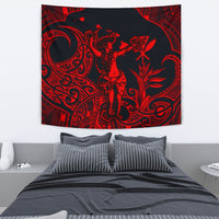 Hawaii Polynesian Tapestry - Hula Girl Red One Style Medium 80" x 68" Red - Polynesian Pride