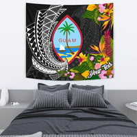 Guam Tapestrys - Custom Personalised Seal Spiral Polynesian Patterns Wall Tapestry - Guam Medium 80" x 68" Black - Polynesian Pride