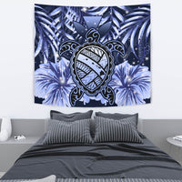 Hawaii Turtle Hibiscus Blue Tapestry - Hac Style - AH Wall Tapestry 130cm*150cm Blue - Polynesian Pride