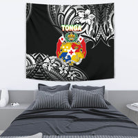 Mate Ma'a Tonga Rugby Tapestry Polynesian Unique Vibes - Black Wall Tapestry Medium 80" x 68" Black - Polynesian Pride