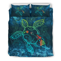 Turtle Duvet Cover Set - Hawaii Map - Polynesian Pride