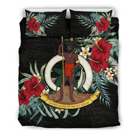 Vanuatu Duvet Cover Set - Vanuatu Coat Of Arms Hibiscus - Polynesian Pride