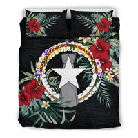 Northern Mariana Islands Duvet Cover Set - Northern Mariana Islands Flag Hibiscus - Polynesian Pride