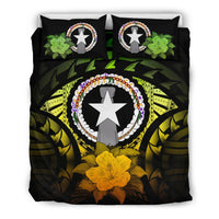 Northern Mariana Islands Duvet Cover Set - Northern Mariana Islands Flag & Reggae Hibiscus - Polynesian Pride