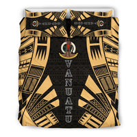 Vanuatu Duvet Cover Set - Polynesian Tattoo Gold - Polynesian Pride