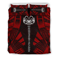 Marquesas Islands Duvet Cover Set - Polynesian Tattoo Red - Polynesian Pride