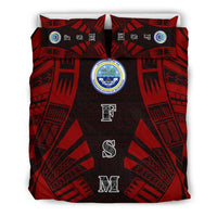 Federated States of Micronesia Duvet Cover Set - Polynesian Tattoo Red - Polynesian Pride