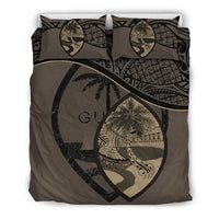 Guam Duvet Cover Set - Guam Flag & Coat Of Arms Brown - Polynesian Pride