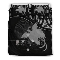 Papua New Guinea Duvet Cover Set - Papua New Guinea Flag & Coat Of Arms Black - Polynesian Pride