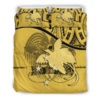 Papua New Guinea Duvet Cover Set - Papua New Guinea Flag & Coat Of Arms Yellow - Polynesian Pride
