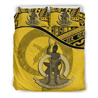 Vanuatu Duvet Cover Set - Vanuatu Coat Of Arms Yellow - Polynesian Pride