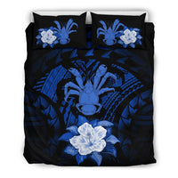 Niue Duvet Cover Set - Coconut Crab & Dark Blue Hibiscus - Polynesian Pride