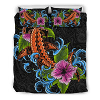 Hawaii Duvet Cover Set - Polynesian Shark Hibiscus - Polynesian Pride