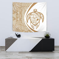 Hawaii Turtle Map Polynesian Tapestry - Circle Style Wall Tapestry 75cm*90cm Gold - Polynesian Pride