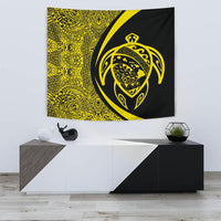 Hawaii Turtle Map Polynesian Tapestry - Yellow - Circle Style Wall Tapestry 75cm*90cm Yellow - Polynesian Pride