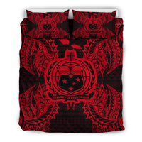 Polynesian Bedding Set - Samoa Duvet Cover Set Map Red - Polynesian Pride