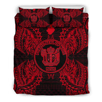 Polynesian Bedding Set - Niue Duvet Cover Set Map Red - Polynesian Pride
