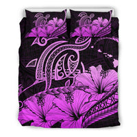 Hawaiian Map Hibiscus Turtle Polynesian Bedding Set Pink Pink - Polynesian Pride