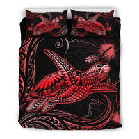 Turtle Polynesian Bedding Set Mix Hibiscus Red - Polynesian Pride