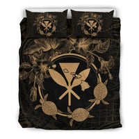 Hawaii Kanaka Turtle Hibiscus Polynesian Bedding Set - Anthea Style Gold Gold - Polynesian Pride