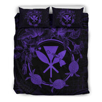 Hawaii Kanaka Turtle Hibiscus Polynesian Bedding Set - Anthea Style Purple Purple - Polynesian Pride