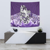 Maori Manaia The Blue Sea Tapestry, Purple Wall Tapestry Small 60" x 51" Purple - Polynesian Pride