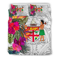 Fiji Bedding Set - Hibiscus Polynesian Pattern White Version - Polynesian Pride