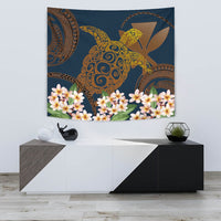 Hawaii Turtle Plumeria Polynesian Kanaka Map - Blue Style - Tapestry AH - Polynesian Pride